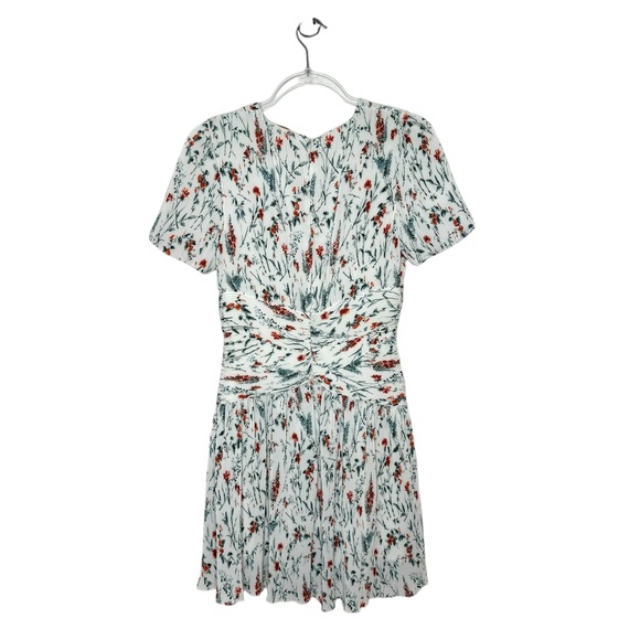 maje | Raison Pleated Dress White Floral 2 Medium - Picture 9 of 11